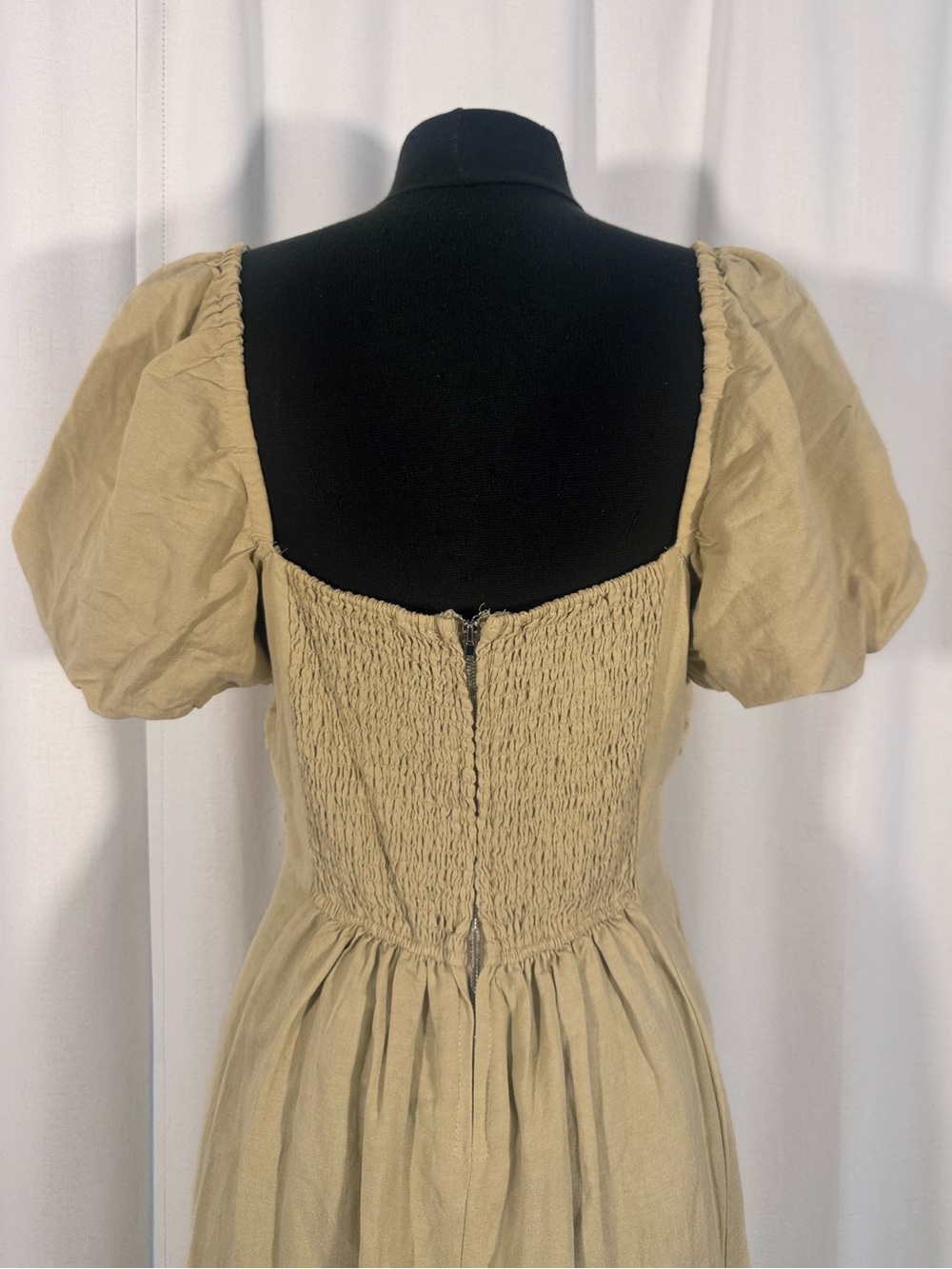 ASTR The Label Dusty Yellow Puff Sleeve Midi Dress - Picture 7 of 9